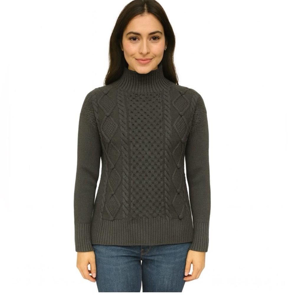 J. Crew Preppy Mock Neck Cable KNit Fisherman Sweater, XXS‎